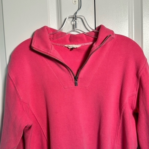 Tommy Bahama cotton fuchsia quarter zip sweater top, size medium - Picture 2 of 10
